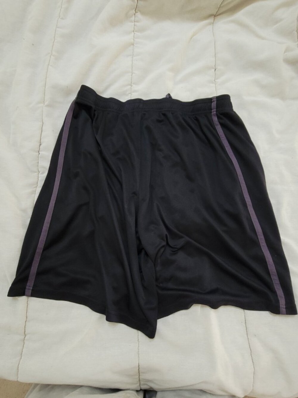 Fila Gym Shorts, Black with Grey Accent Stripes, Size XL - Picture 2 of 4